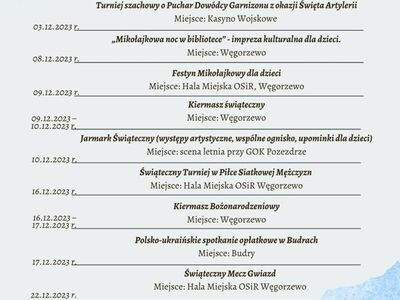kalendarz na miesiąc grudzień