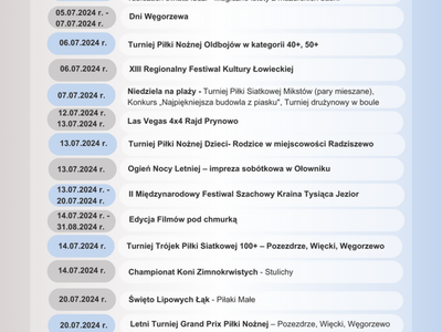 kalendarz wydarzeń lipiec 2024