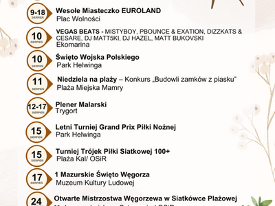 kalendarz wydarzeń - sierpień