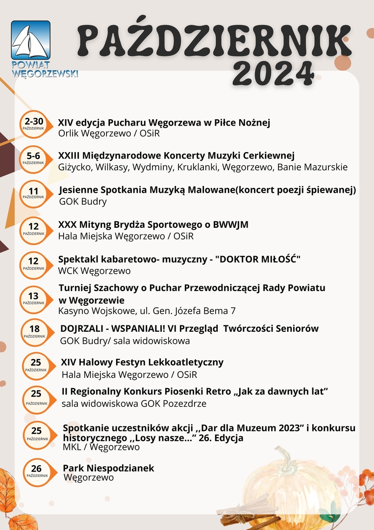 Kalendarz wydarzeń- październik 2024