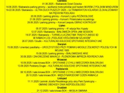 Kalendarz wydarzeń w Białowieży w 2025