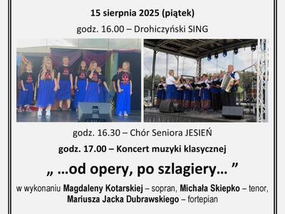 Plakat z informacja godzin występów