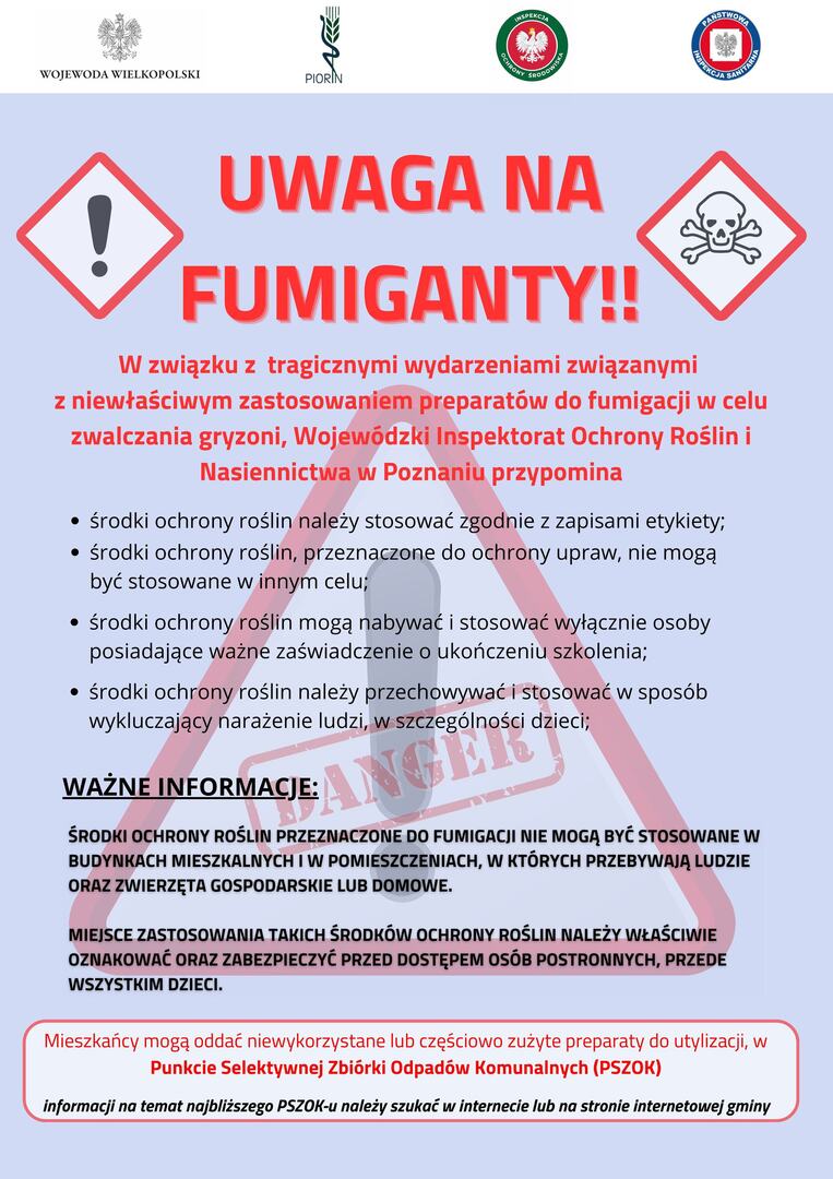 Uwaga na fumiganty! Środki ochrony roślin mogą być bardzo niebezpieczne