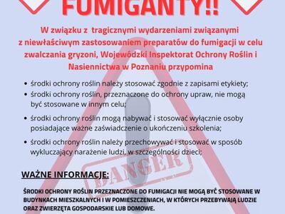 Uwaga na fumiganty! Środki ochrony roślin mogą być bardzo niebezpieczne