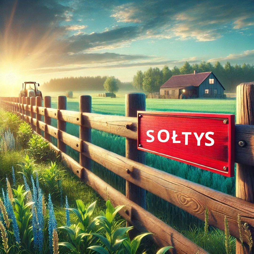 obraz wsi płot z napisem sołtys