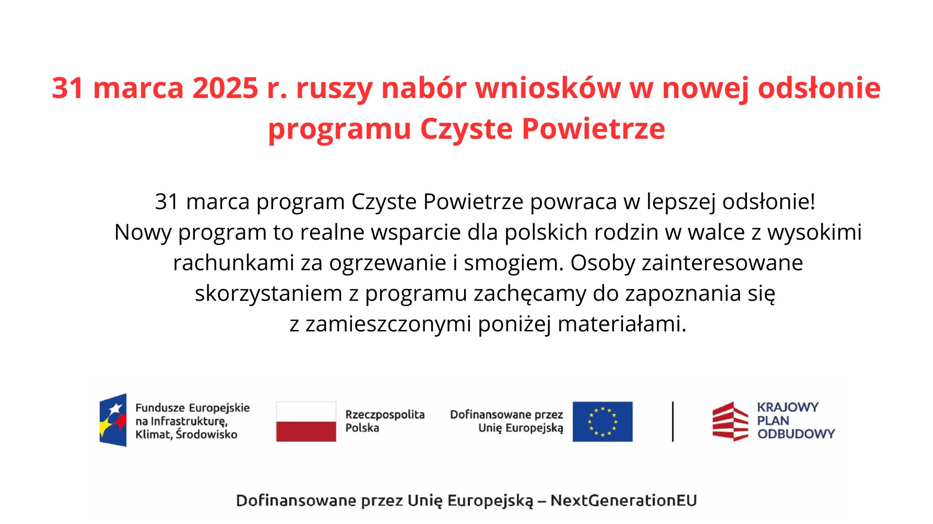 Nowy program Czyste Powietrze – obowiązujący od 31 marca 2025 r. 