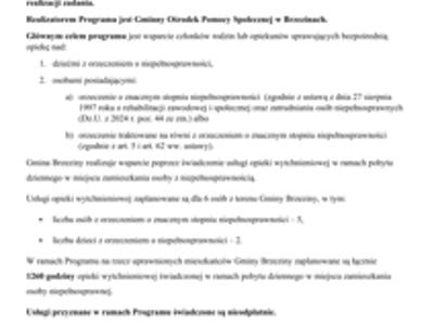informacja opieka wytchnieniowa