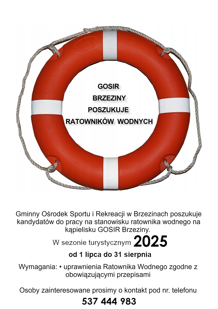 GOSIR Brzeziny zatrudni ratowników wodnych