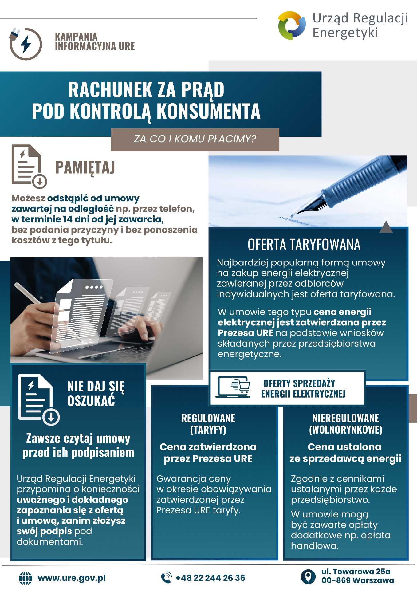 Kampania Informacyjna dotyczącą rachunków za energię elektryczną pt. "Rachunki pod kontrolą konsumenta".