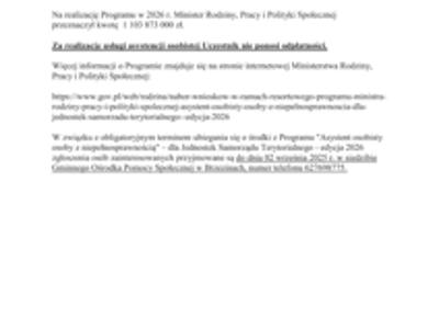 Ogłoszenie o naborze wniosków w ramach programu resortowego Ministra Rodziny, Pracy i Polityki Społecznej „Asystent osobisty osoby z niepełnosprawnością