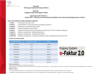 Cykl szkoleń pt. „Środy z KSeF – szkolenia oraz warsztaty dla przedsiębiorców w zakresie Krajowego Systemu e-Faktur”