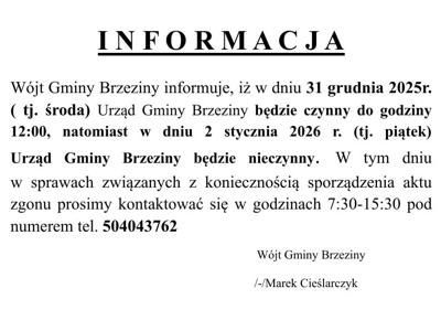 Informacja o dniu wolnym od pracy
