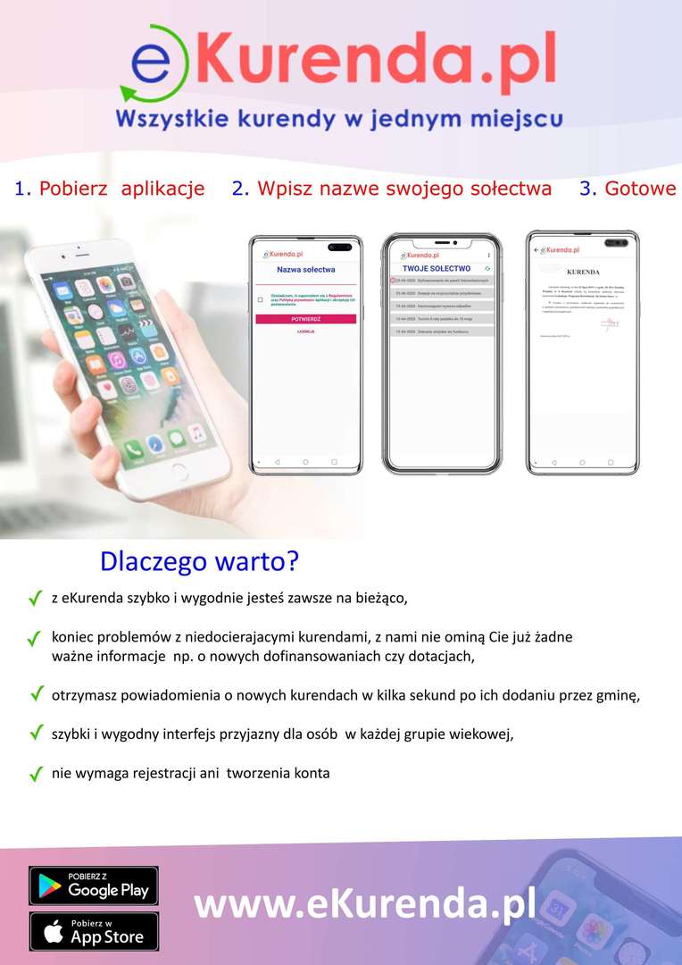 infografika "Jak pobrać aplikację eKurenda"