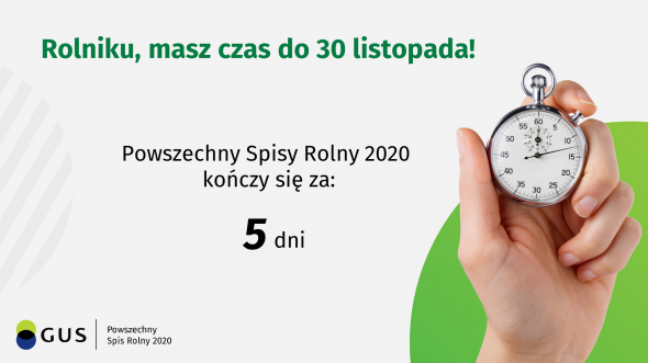 zdjęcie przedstawia licznik ilości dni które pozostały do końca Powszechnego spisu rolnego 2020