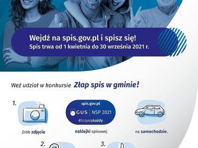 Plakat dotyczący konkursu "Złap spis w gminie!"