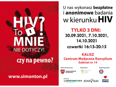 zaproszenie na bezpłatne i anonimowe badanie w kierunku hiv