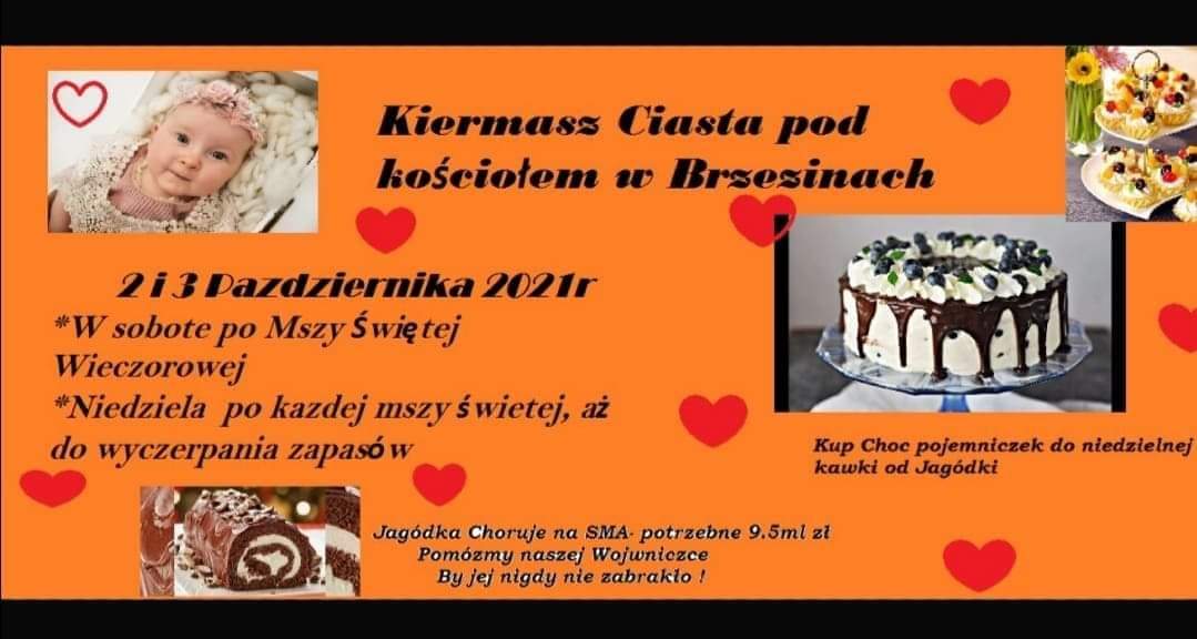 zaproszenie na kiermasz ciast na rzecz Jagódki