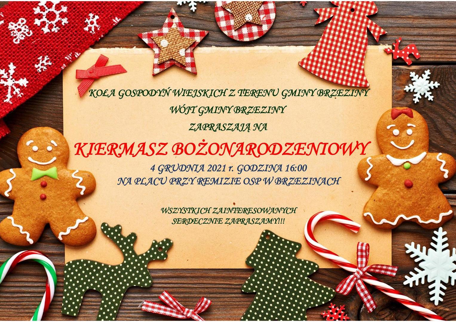zaproszenie na kiermasz bożonarodzeniowy 4.12.2021