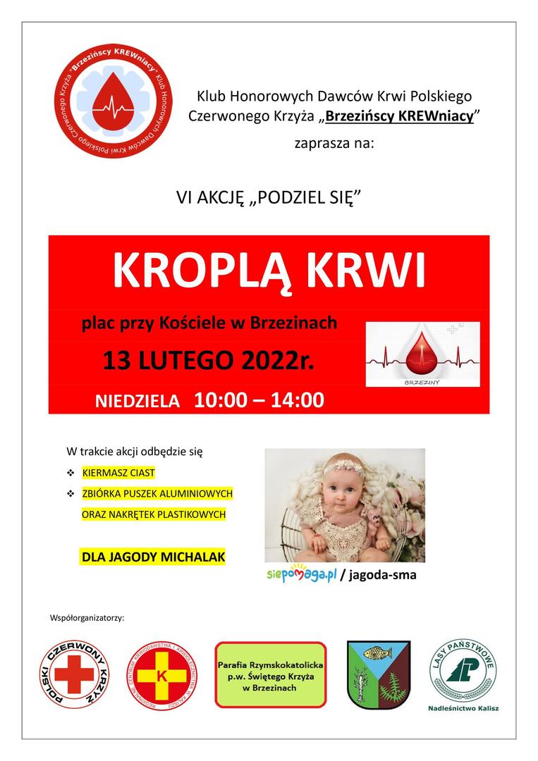 Plakat promujący akcję "Podziel się kroplą krwi"