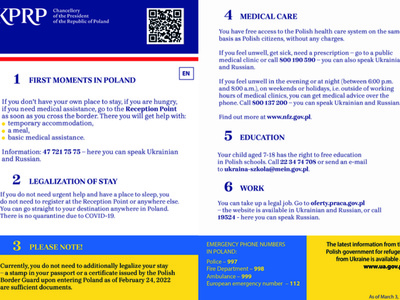 Solidarni z Ukrainą - ulotki informacyjne dla uchodźców