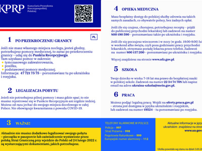 Solidarni z Ukrainą - ulotki informacyjne dla uchodźców