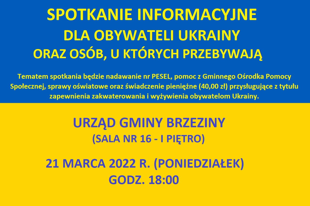 fLAGA NIEBIESKO ŻÓŁTA Z INFORMACJAMI O SPOTKANIU