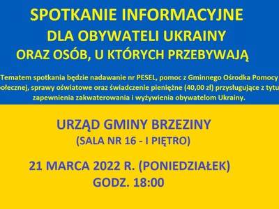 fLAGA NIEBIESKO ŻÓŁTA Z INFORMACJAMI O SPOTKANIU