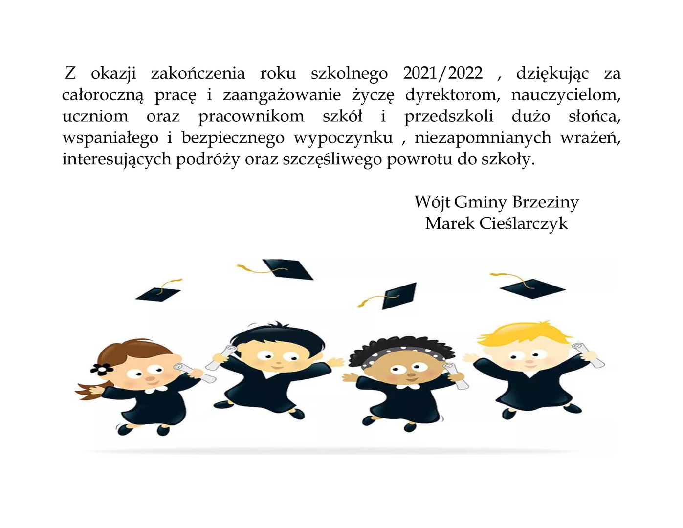 życzenia z okazji zakończenia roku szkolnego