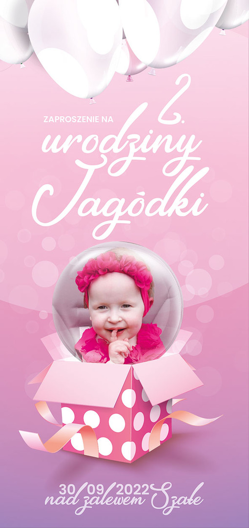 zaproszenie na drugie urodziny Jagódki Michalak 30.09.2022 Szałe godzina 14:00