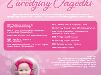 zaproszenie na drugie urodziny Jagódki Michalak 30.09.2022 Szałe godzina 14:00