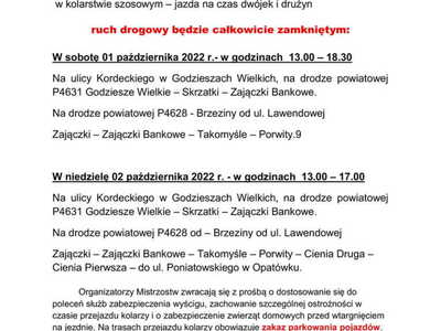 Informacja o utrudnieniach