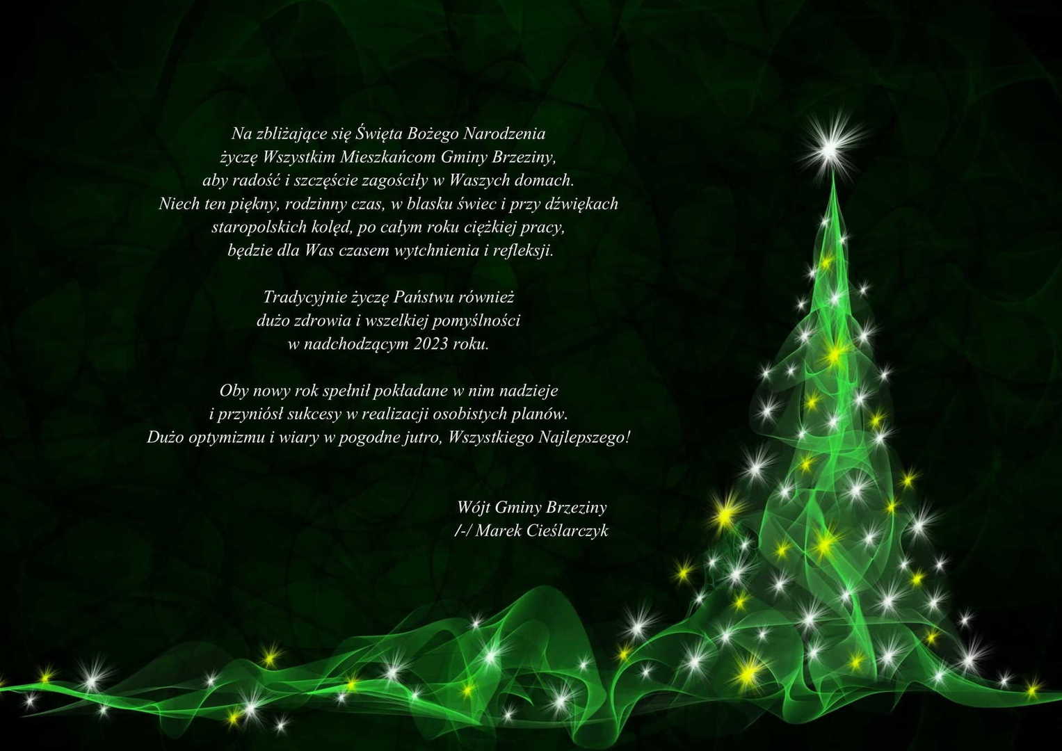 życzenia z okazji nadchodzących Świąt Bożego Narodzenia