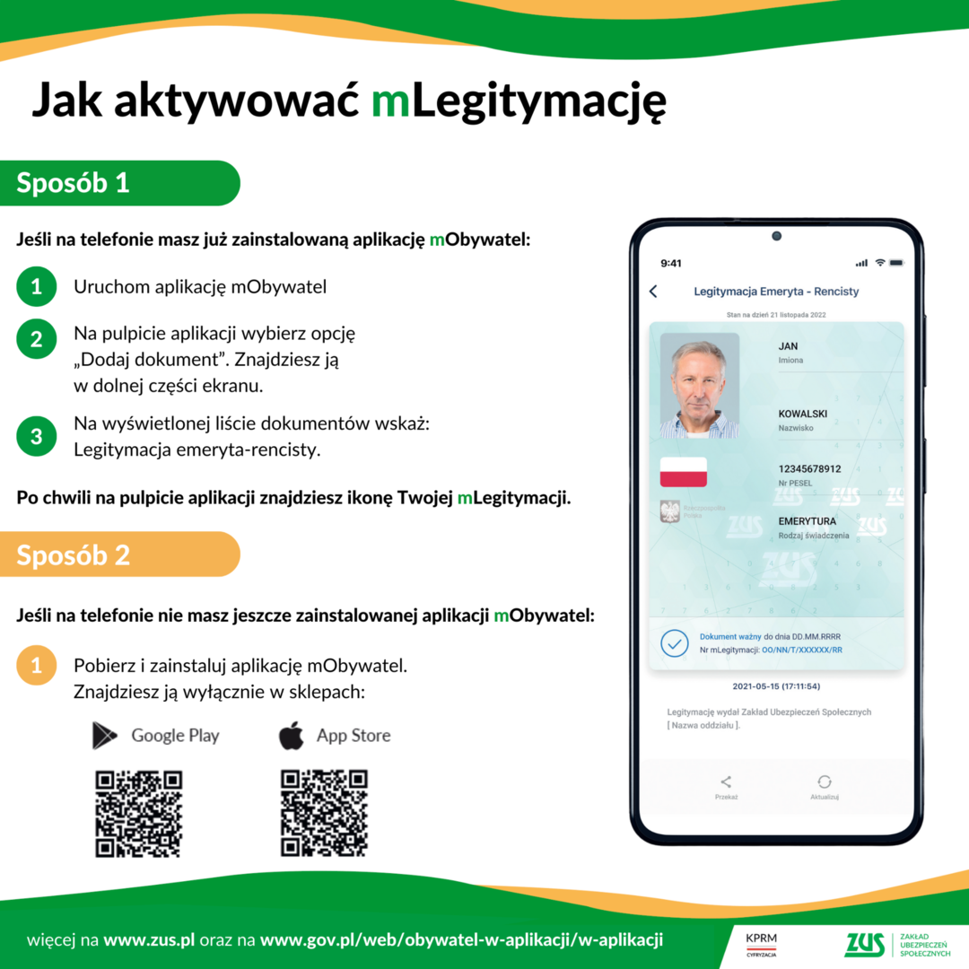 informacja jak aktywować mLegitymację ZUS
