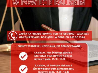 Nieodpłatna pomoc prawna w powiecie kaliskim