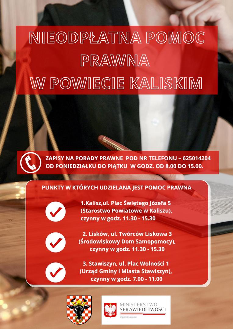 Nieodpłatna pomoc prawna w powiecie kaliskim