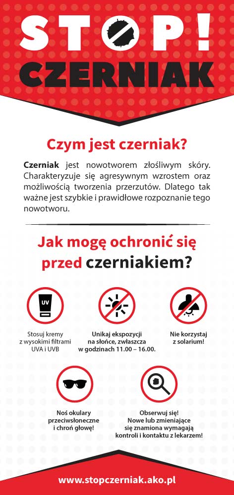 zaproszenie do badań pod kątem czerniaka - nowotworu skóry