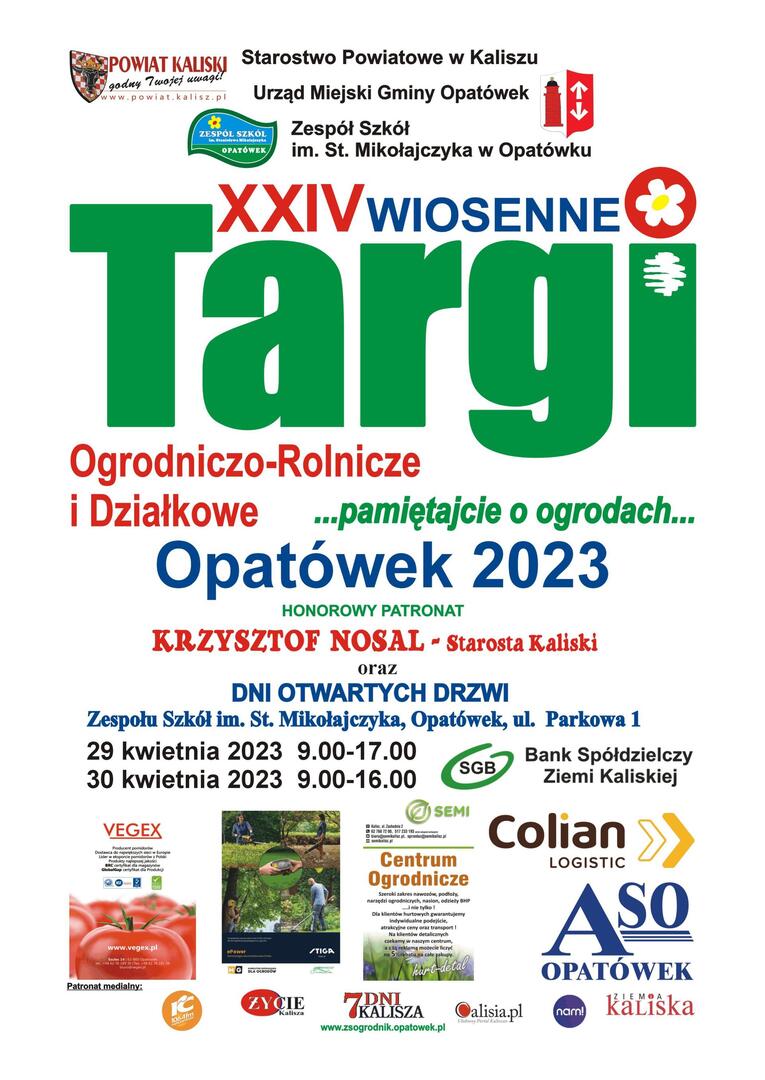 zaproszenie na targ ogrodnicze w Opatówku w dniach 29-30 kwietnia 2023