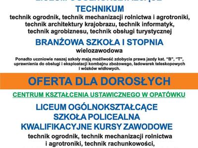 informacja o dniach otwartych szkoły rolniczej w Opatówku