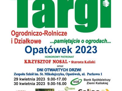 zaproszenie na targ ogrodnicze w Opatówku w dniach 29-30 kwietnia 2023