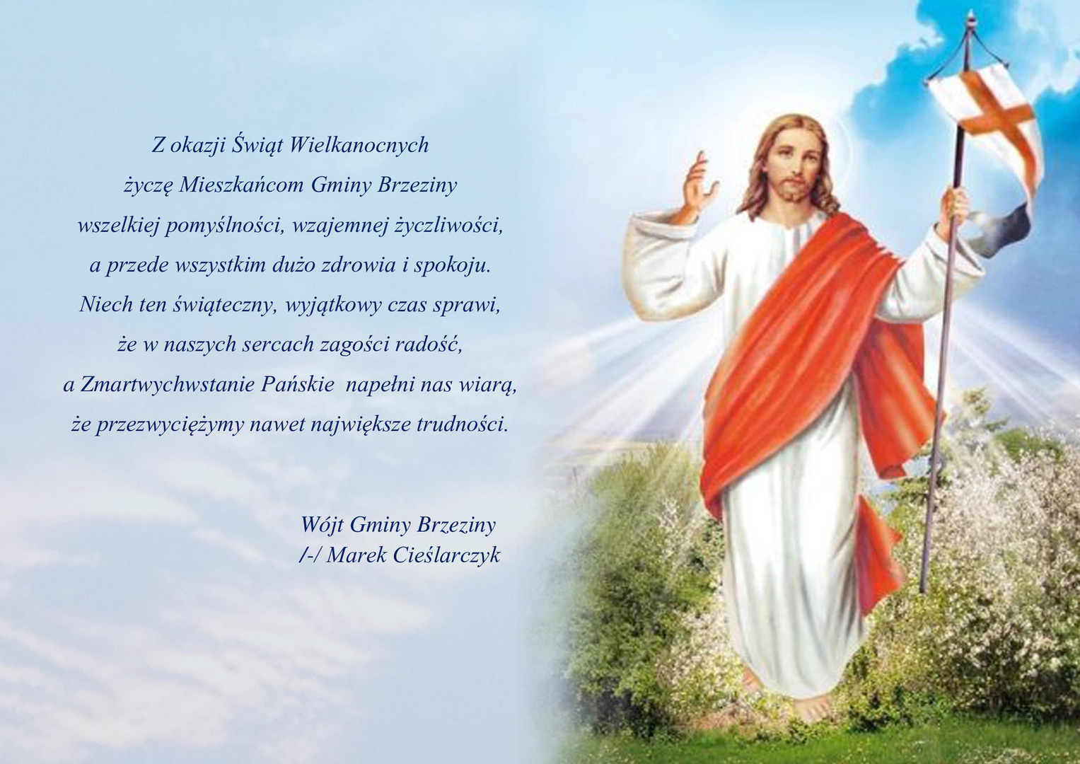życzenia i Pan Jezus na niebieskim tle