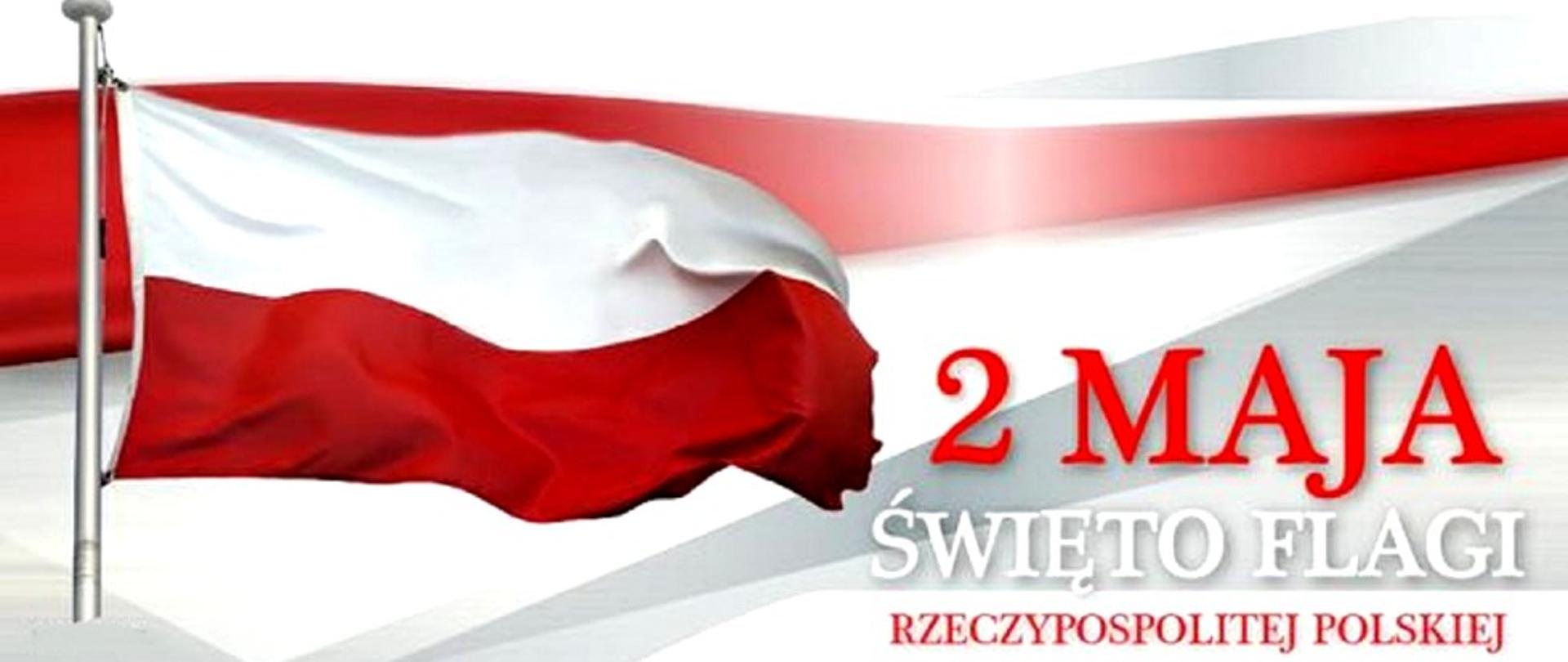biało czerwona flaga z napisem 2 maja święto flagi