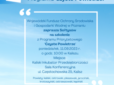 zaproszenie dla sołtysów na szkolenie dotyczące programu "czyste powietrze"