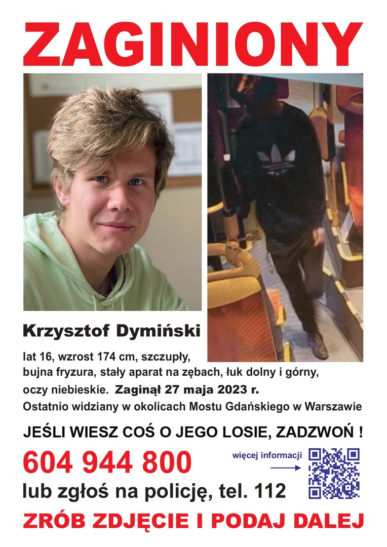 plakat ze zdjęciami zaginionego