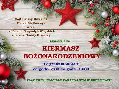 zaproszenie a kiermasz bożonarodzeniowy 17.12.2023