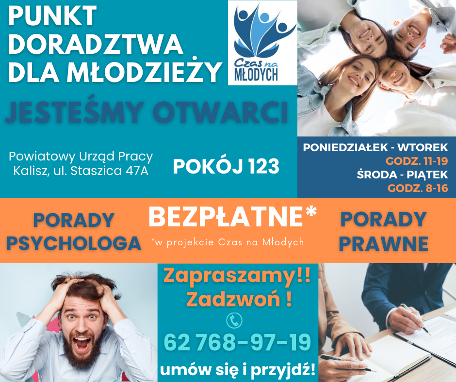 przypomnienie o działalności Punktu Wsparcia dla Młodzieży w ramach projektu Czas na Młodych