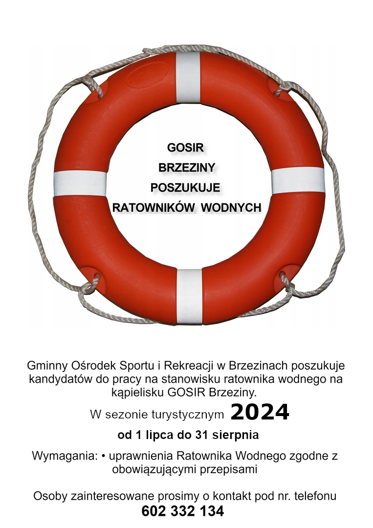 ogłoszenie GOSIR zatrudni ratownika wodnego