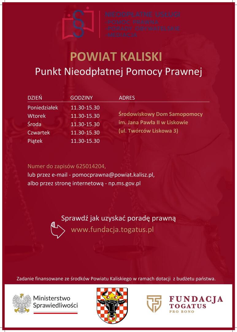 zaproszenie do korzystania z nieodpłatnej pomocy prawnej