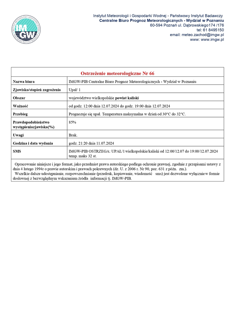 ostrzeżenie meteo