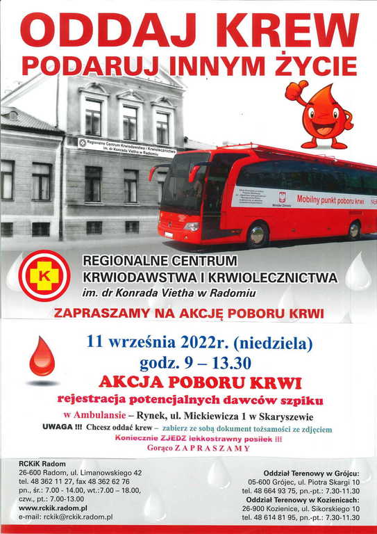 Oddaj krew podaruj innym życie