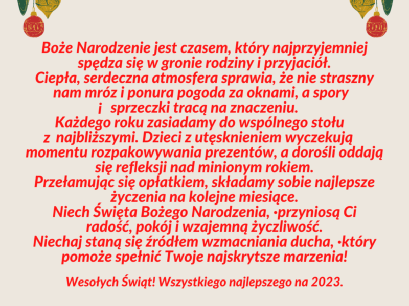 WESOŁYCH ŚWIĄT